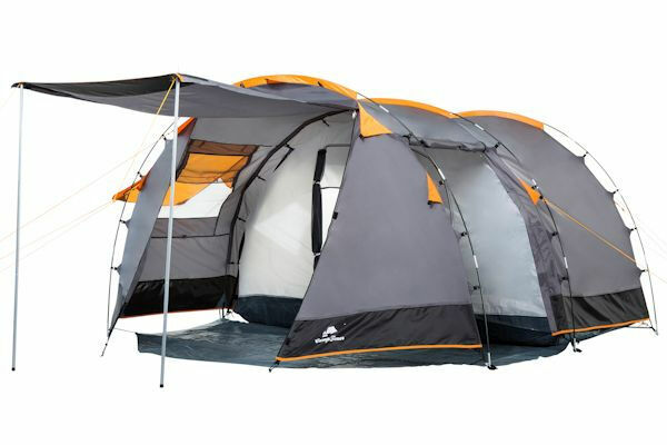 Zeltcampingwelt CampFeuer Tunnelzelt 4 Personen – 3000 mm Wassersäule – Familienzelt Campingzelt Grau/Schwarz (1018)