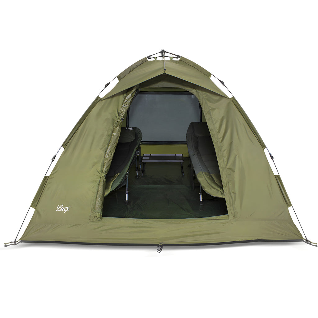 Zeltcampingwelt Lucx Ruck Zuck XL 1-2 Personen Angelzelt – Pop-Up Campingzelt Olivgrün (LX-432L)