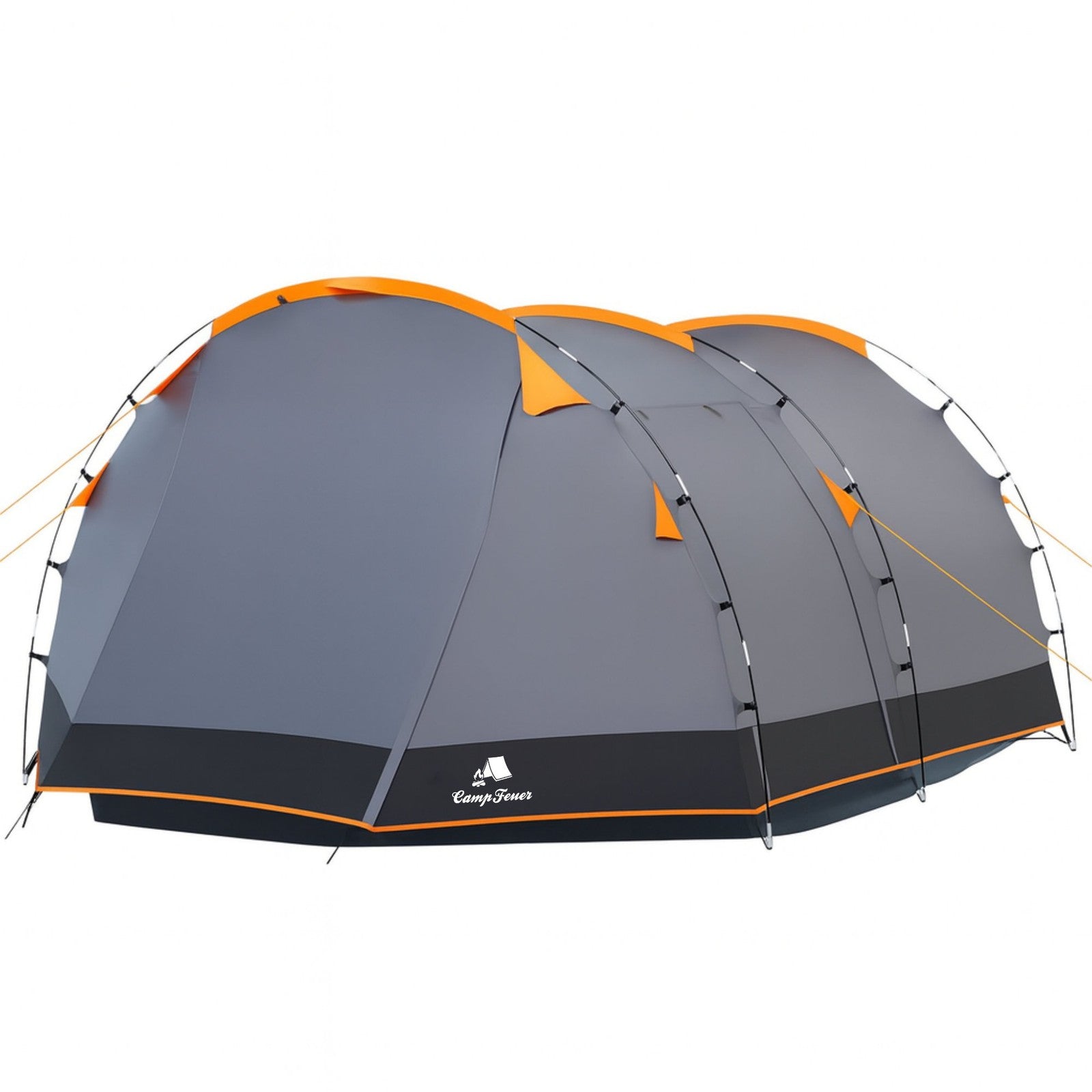 Zeltcampingwelt CampFeuer Tunnelzelt 4 Personen – 3000 mm Wassersäule – Familienzelt Campingzelt Grau/Schwarz (1018)