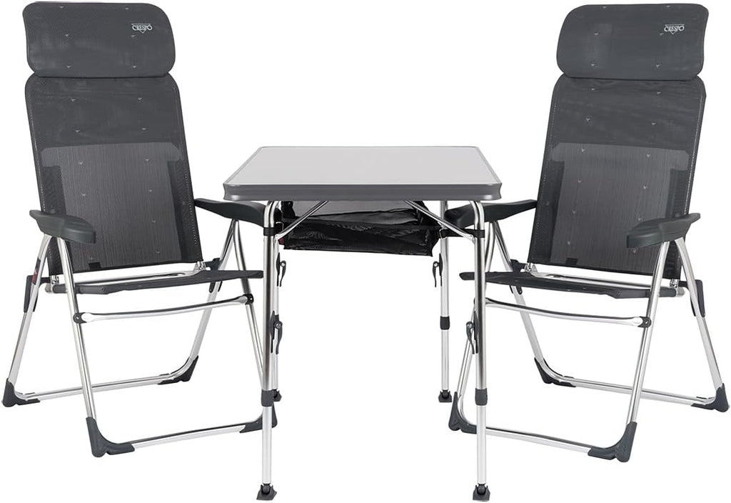 Crespo Camping-Set AP-213 Classic – 1x Klapptisch, 2x Klappstuhl, Aluminium, Kompakt & Leicht