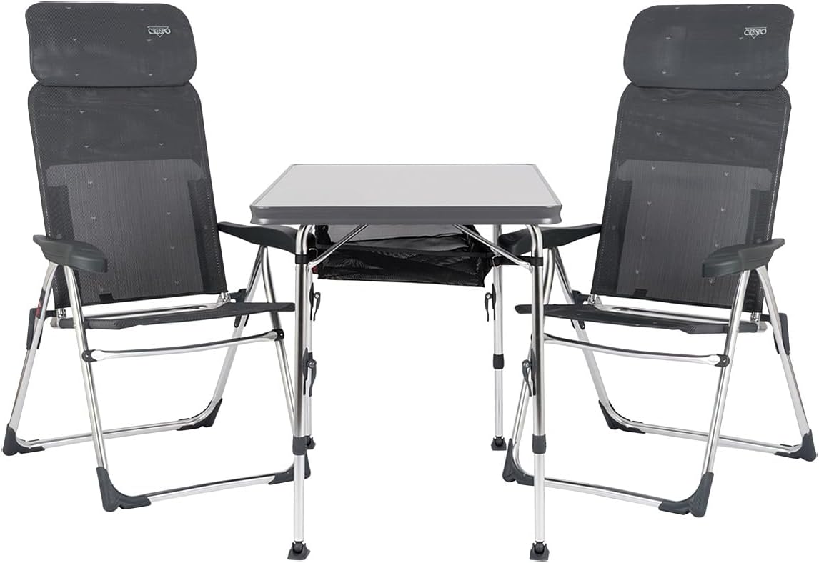 Crespo Camping-Set AP-213 Classic – 1x Klapptisch, 2x Klappstuhl, Aluminium, Kompakt & Leicht