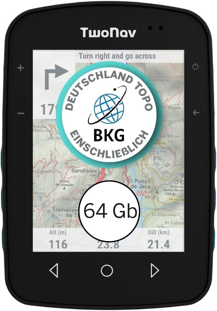TwoNav Terra 64 GB GPS-Handgerät – 3,7 Zoll Display, Inkl. Topo Deutschland 1:25.000, Wandern & MTB