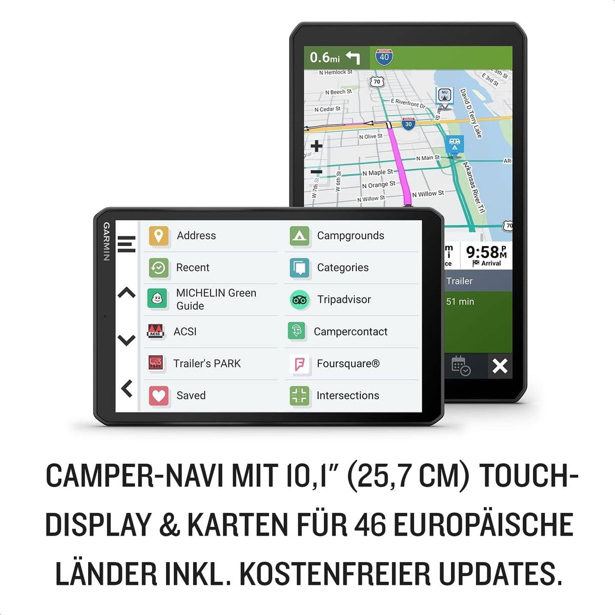 Garmin Camper 1095 EU Navigationsgerät – 10 Zoll HD Touchscreen, Europa-Karten, Camping-Routenführung