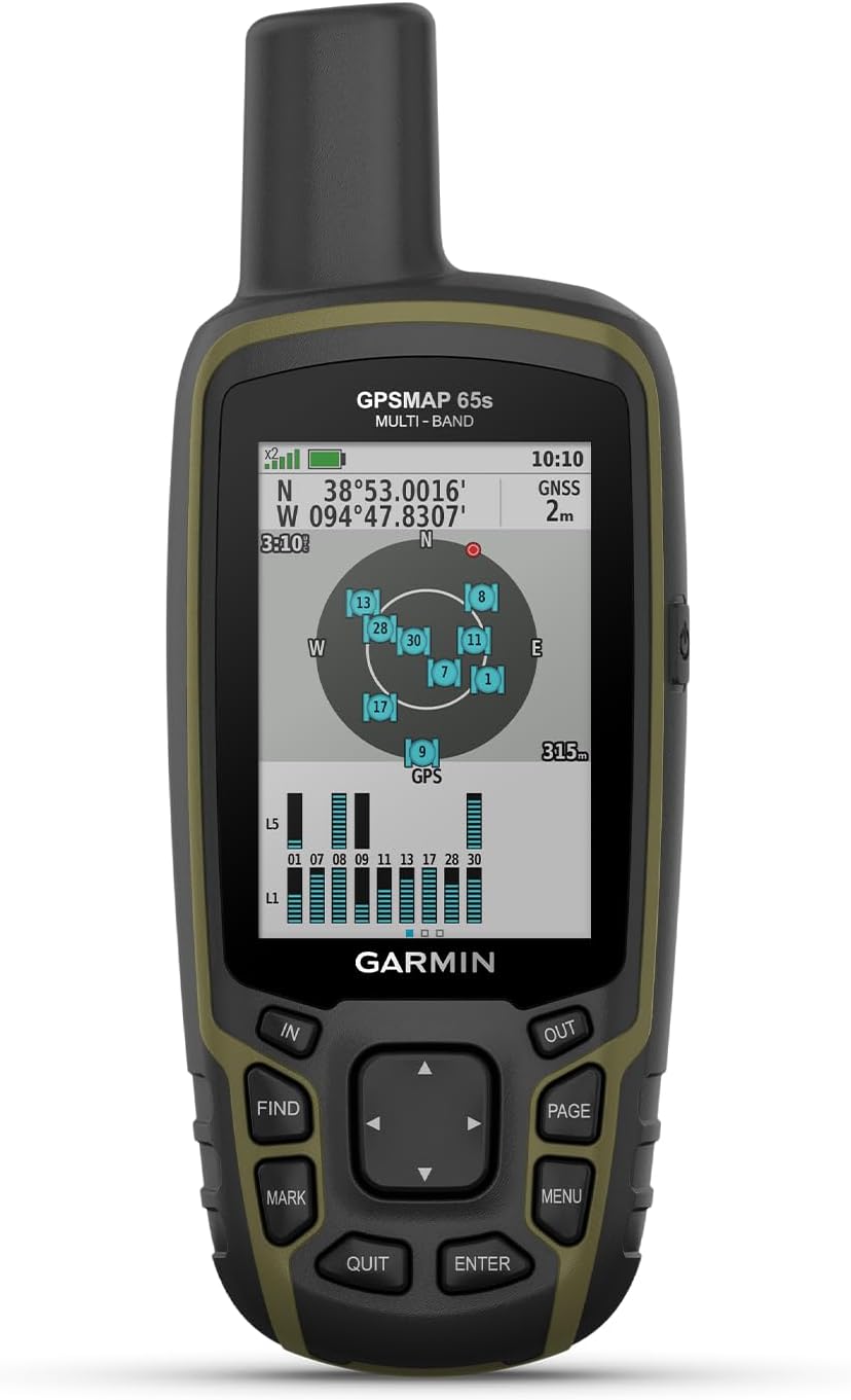 Garmin GPSMAP 65s GPS-Handgerät – Multi-Frequenz-Technologie, TopoActive Europa-Karten, 2,6 Zoll
