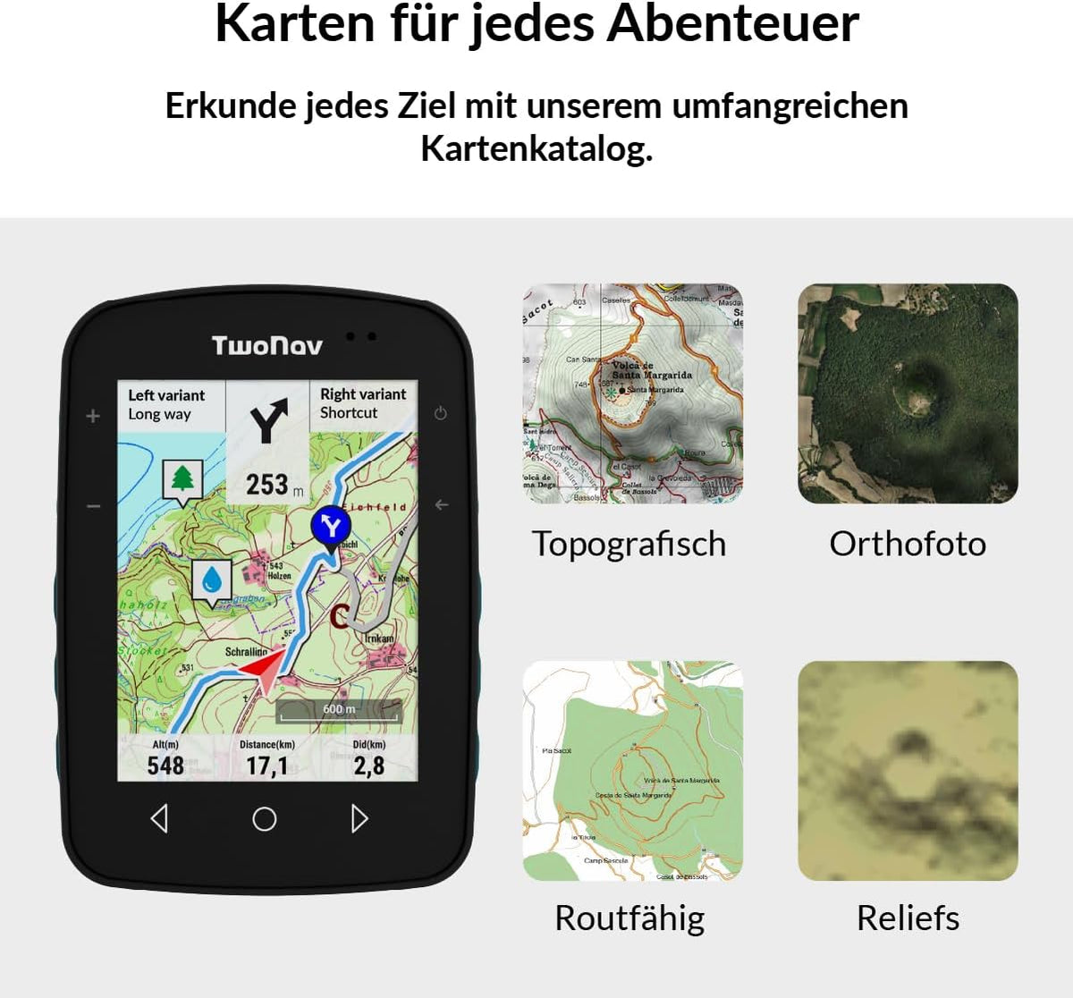 TwoNav Terra 64 GB GPS-Handgerät – 3,7 Zoll Display, Inkl. Topo Deutschland 1:25.000, Wandern & MTB