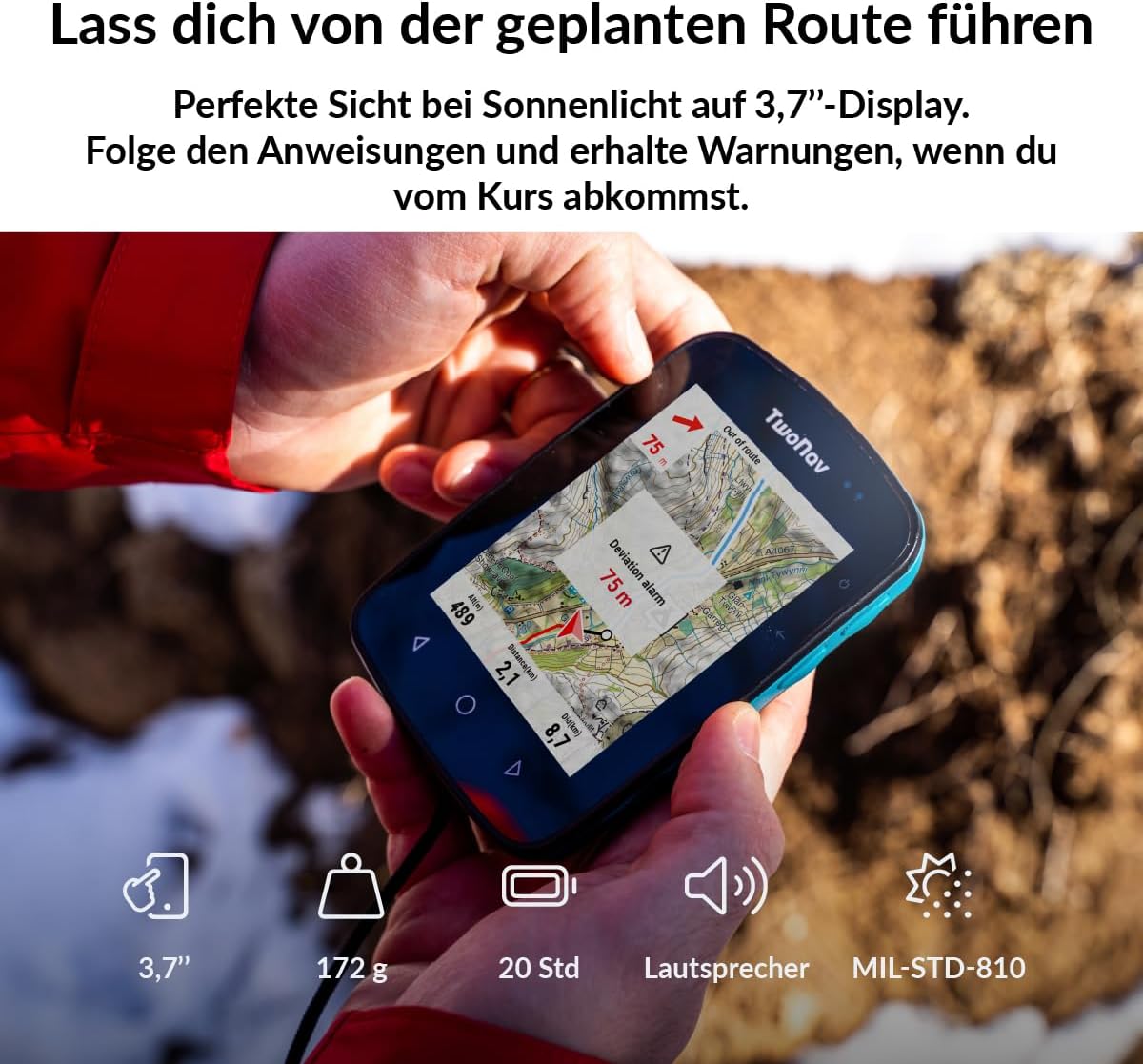 TwoNav Terra 64 GB GPS-Handgerät – 3,7 Zoll Display, Inkl. Topo Deutschland 1:25.000, Wandern & MTB
