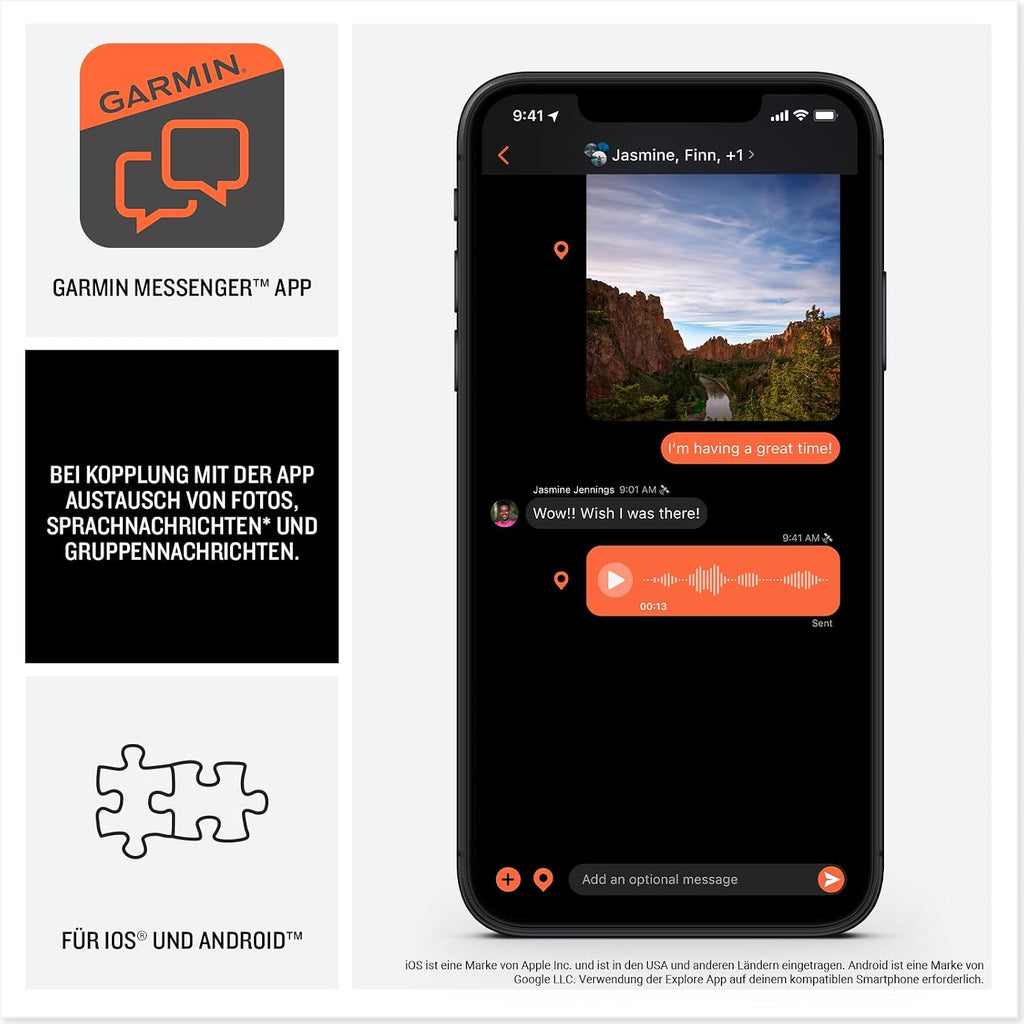 Garmin inReach Messenger Plus Satelliten-Kommunikationsgerät – Sprachnachrichten, Fotos, SOS-Notruf