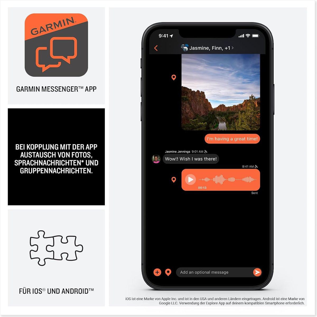 Garmin inReach Messenger Plus Satelliten-Kommunikationsgerät – Sprachnachrichten, Fotos, SOS-Notruf