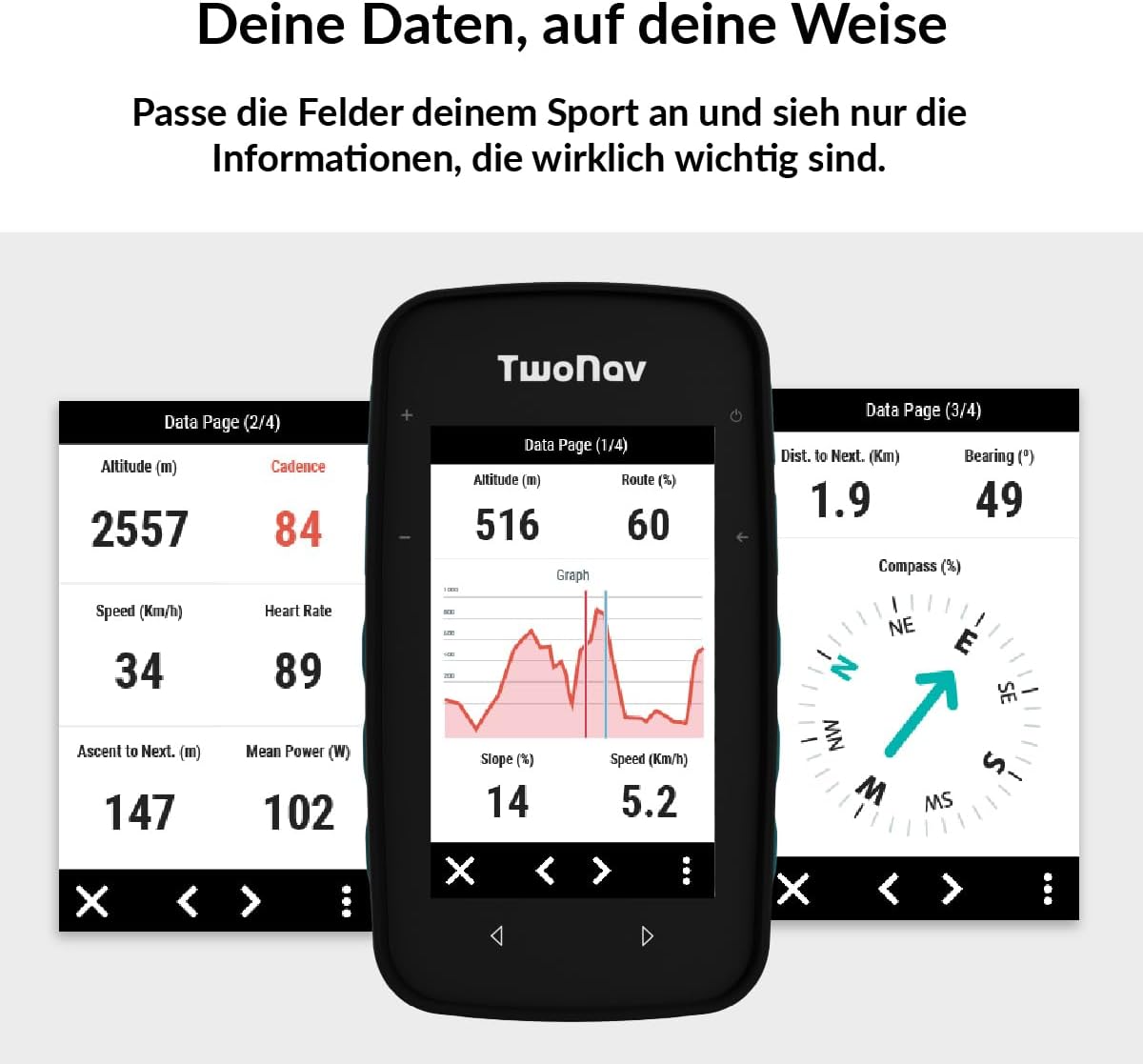 TwoNav Cross Plus 64 GB GPS-Handgerät – 3,2 Zoll Display, Inkl. Topo Deutschland 1:25.000, MTB & Wandern