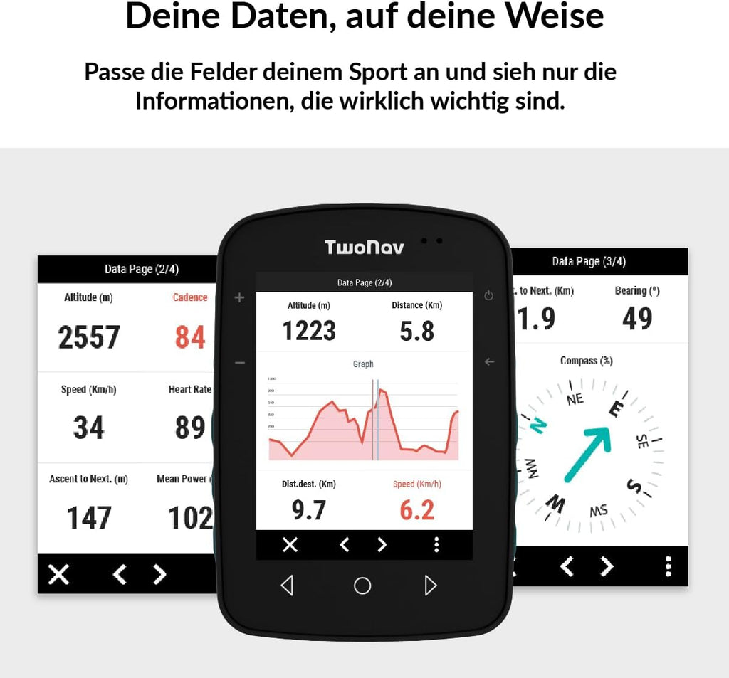 TwoNav Terra 64 GB GPS-Handgerät – 3,7 Zoll Display, Inkl. Topo Deutschland 1:25.000, Wandern & MTB