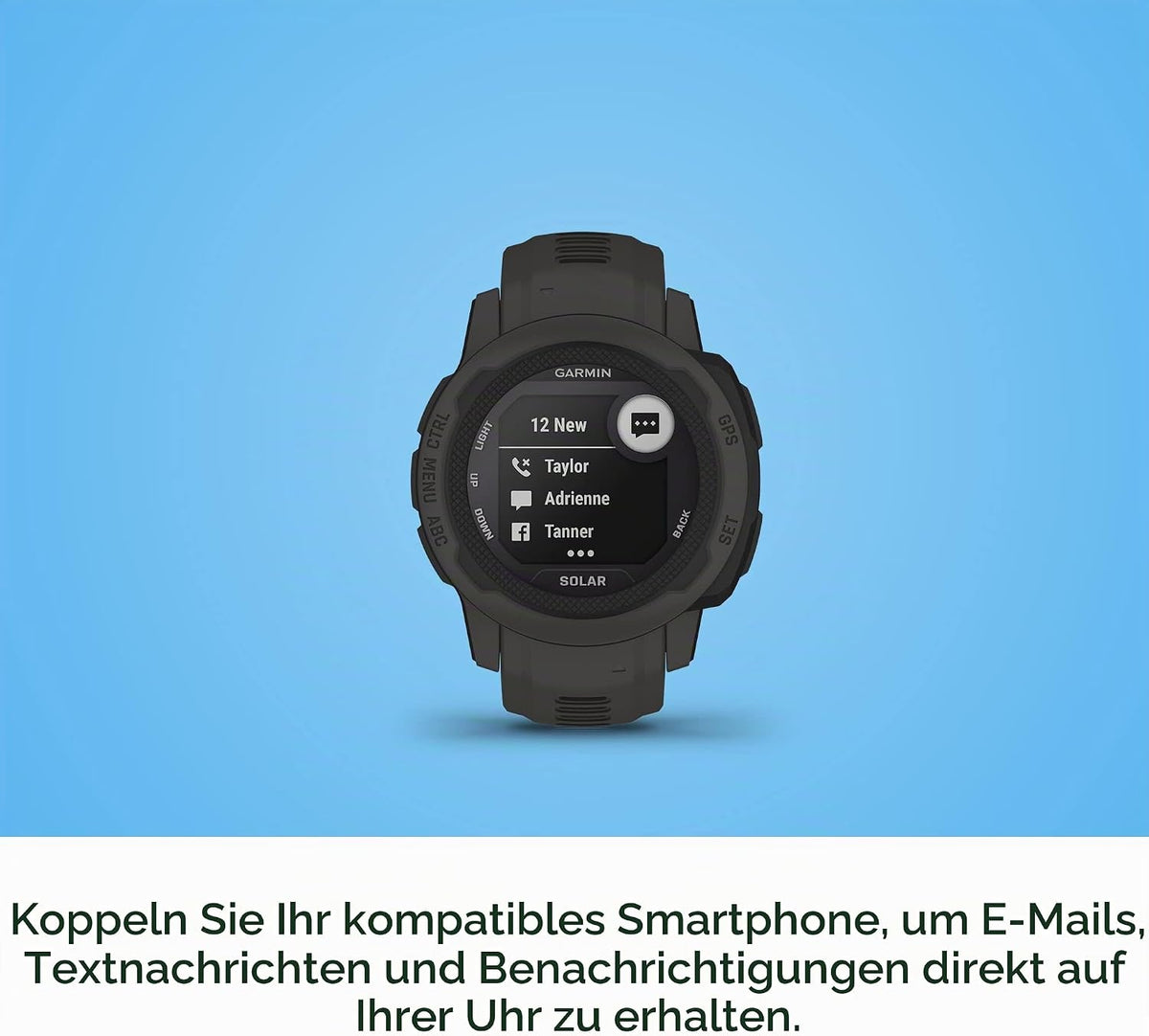 Garmin Instinct 2S Solar GPS-Smartwatch – 40 mm, Solarladefunktion, Multi-GNSS, Outdoor, Graphit