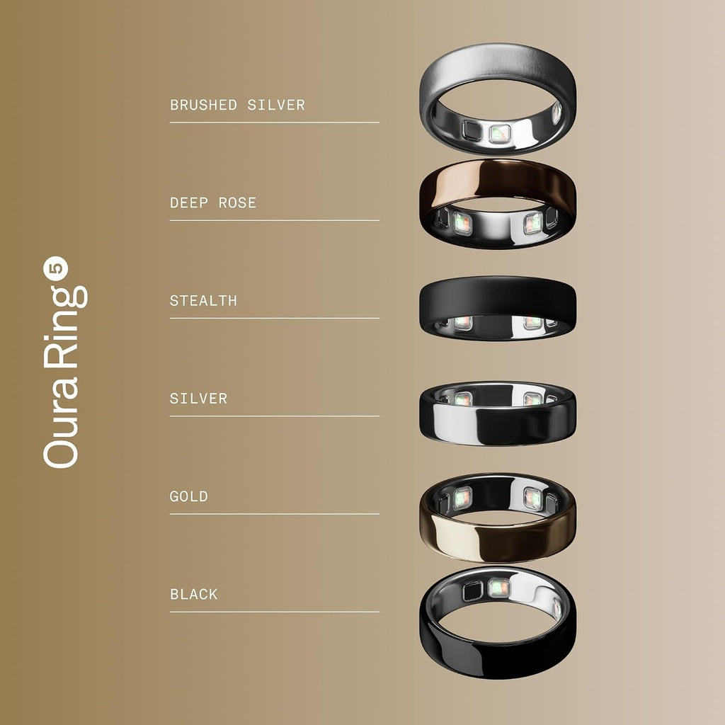 Oura Ring Gen 5 Smart-Ring – Gold, Größe 8, Schlaf- & Fitnesstracker, Herzfrequenz, Titan