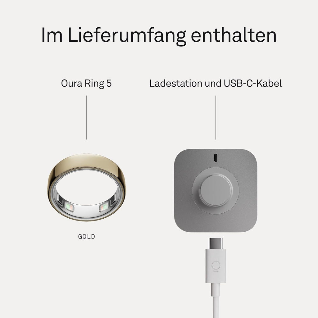 Oura Ring Gen 5 Smart-Ring – Gold, Größe 8, Schlaf- & Fitnesstracker, Herzfrequenz, Titan