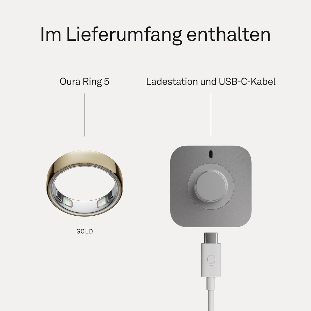 Oura Ring Gen 5 Smart-Ring – Gold, Größe 8, Schlaf- & Fitnesstracker, Herzfrequenz, Titan